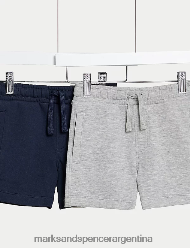 Marks & Spencer niños Paquete de 2 shorts ricos en algodón ropa azul marino/gris 46VL8022