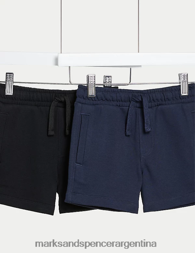 Marks & Spencer niños Paquete de 2 shorts ricos en algodón ropa mezcla negra 46VL8024