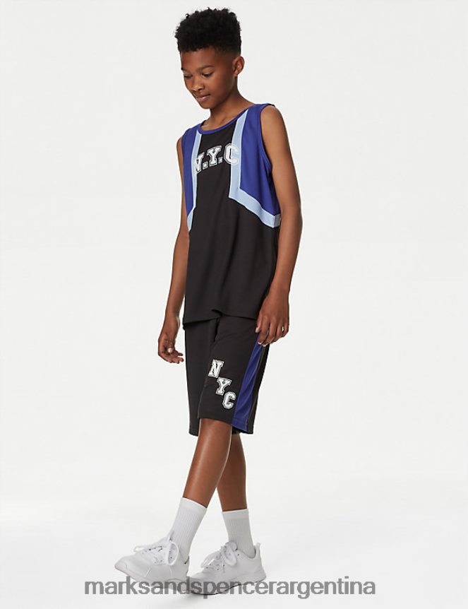 Marks & Spencer niños pantalones cortos con raya lateral ropa carbón 46VL8216