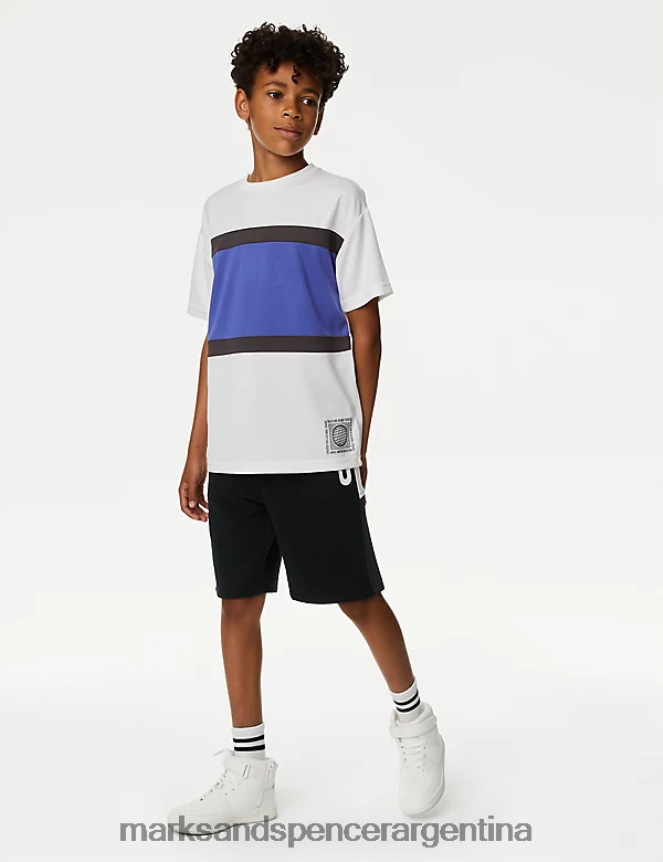 Marks & Spencer niños pantalones cortos ricos en algodón ropa mezcla negra 46VL7938