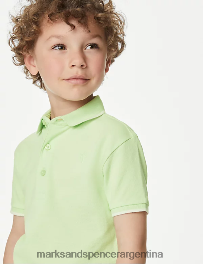Marks & Spencer niños polo de puro algodón ropa manzana clara 46VL8248