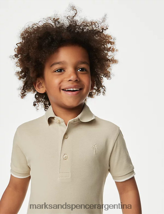 Marks & Spencer niños polo de puro algodón ropa piedra 46VL8250