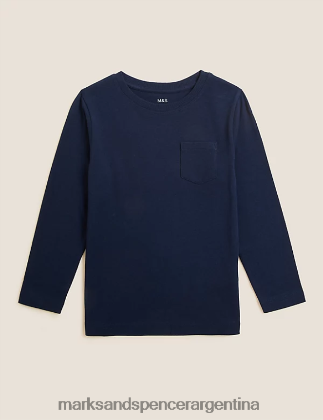 Marks & Spencer niños top liso de puro algodón ropa Armada 46VL8152