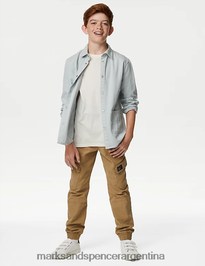 Marks & Spencer niños 2 piezas camisa y camiseta de puro algodón ropa azul claro 46VL7974