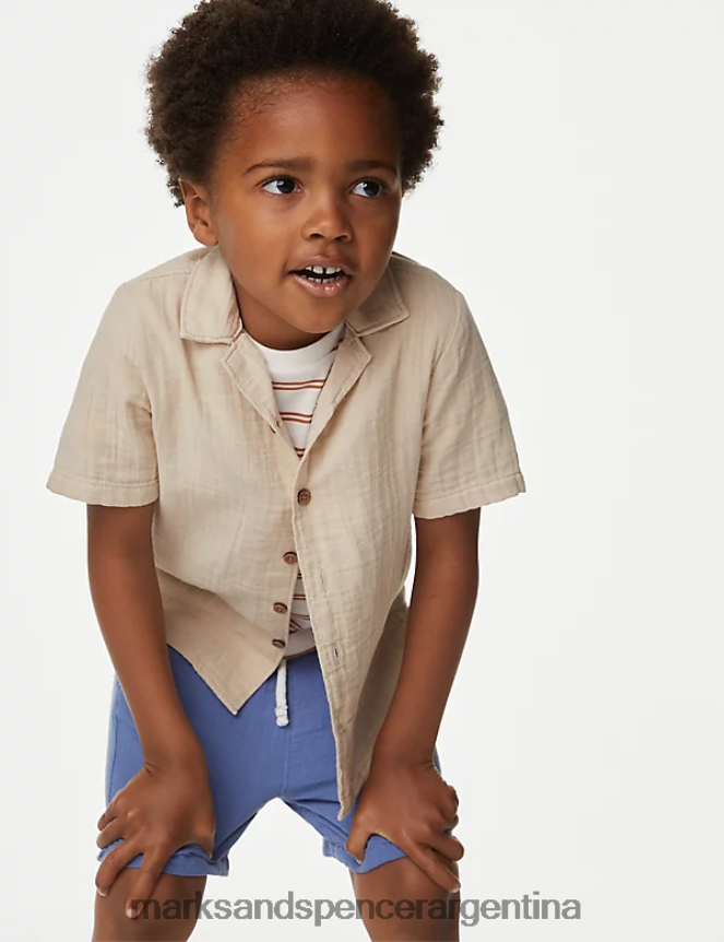 Marks & Spencer niños Conjunto de 2 piezas de camisa y camiseta de puro algodón ropa piedra 46VL8184