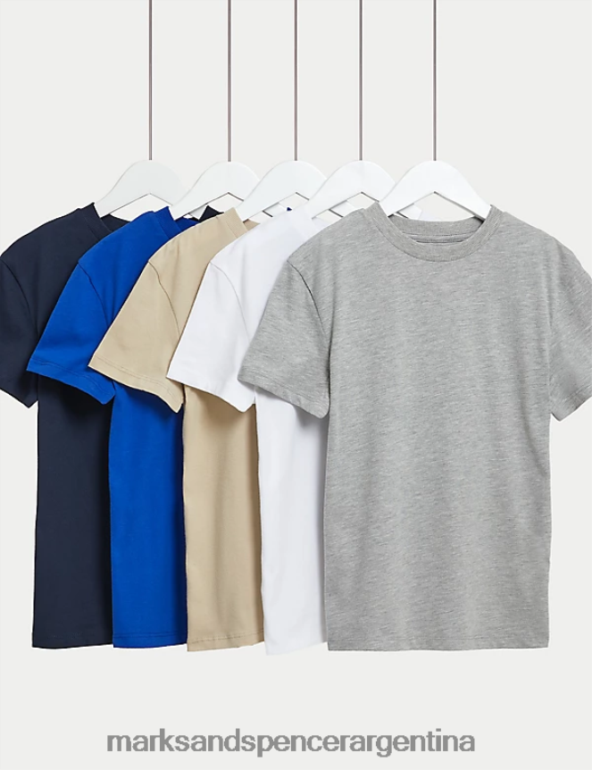 Marks & Spencer niños Paquete de 5 camisetas lisas ricas en algodón ropa multi 46VL8018