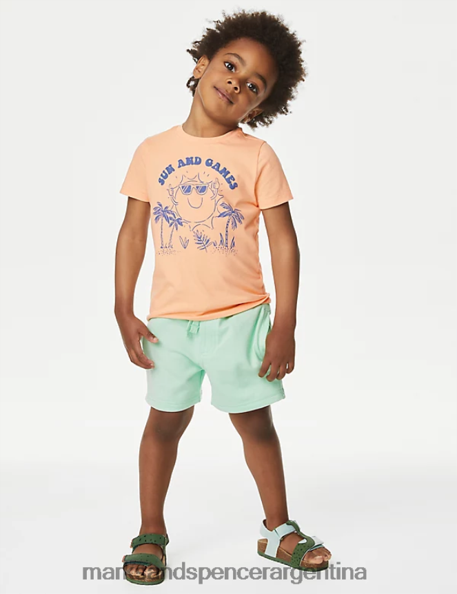 Marks & Spencer niños camiseta de sol de puro algodón ropa naranja 46VL8166