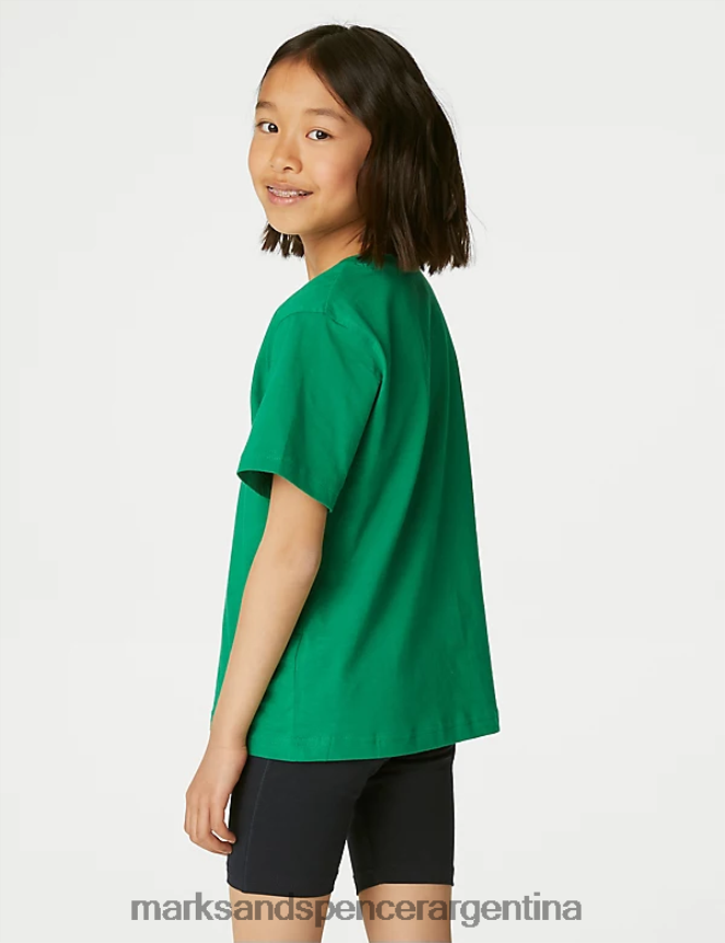 Marks & Spencer niños camiseta escolar de puro algodón ropa Esmeralda 46VL8162
