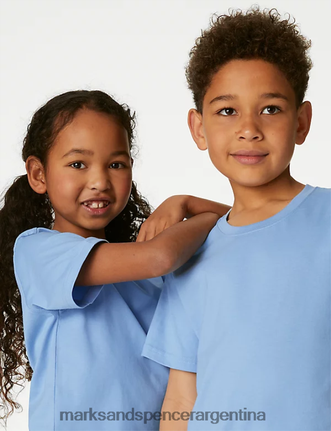 Marks & Spencer niños camiseta escolar de puro algodón ropa azul pálido 46VL8160