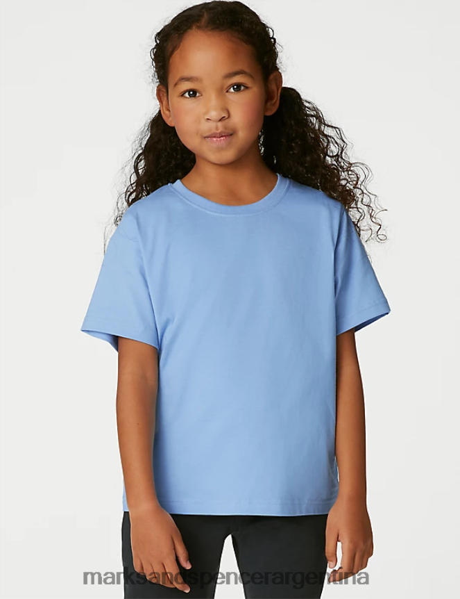Marks & Spencer niños camiseta escolar de puro algodón ropa azul pálido 46VL8160