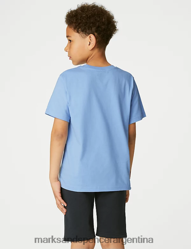 Marks & Spencer niños camiseta escolar de puro algodón ropa azul pálido 46VL8160