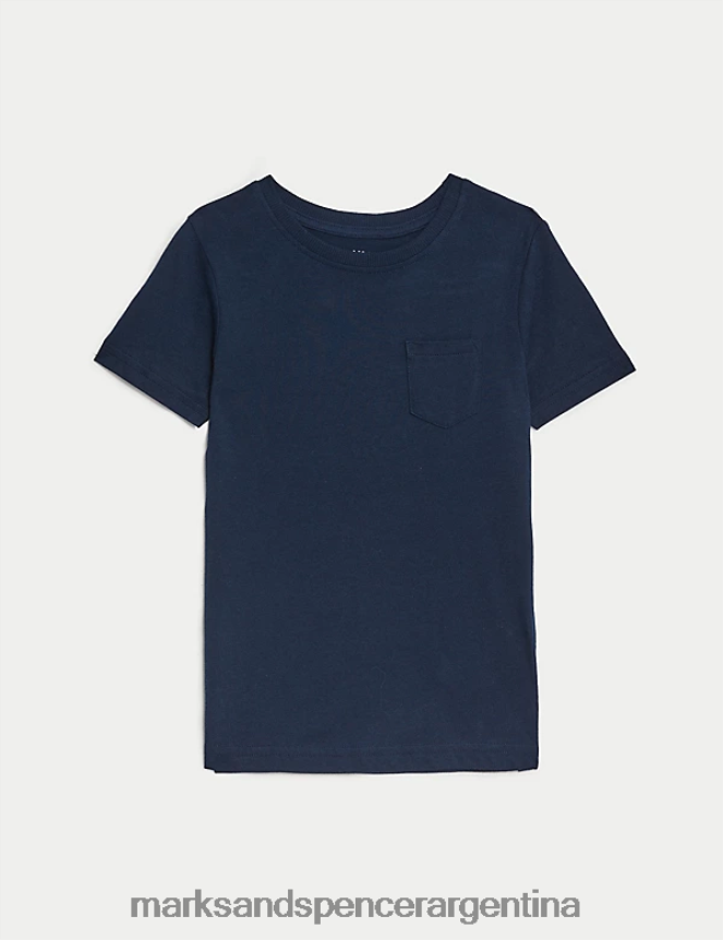 Marks & Spencer niños camiseta lisa de puro algodón ropa Armada 46VL7578