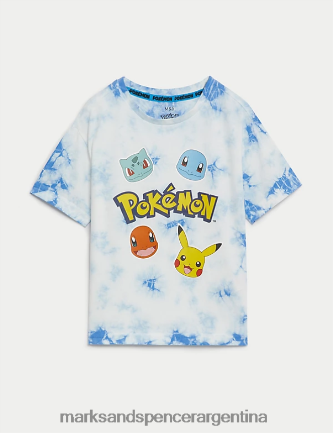 Marks & Spencer niños camiseta pokemon de puro algodón ropa mezcla azul 46VL7964
