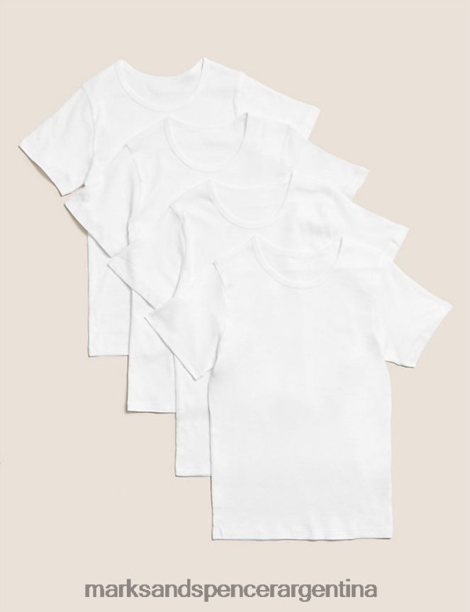 Marks & Spencer niños Pack de 4 camisetas sin mangas de puro algodón ropa blanco 46VL7914