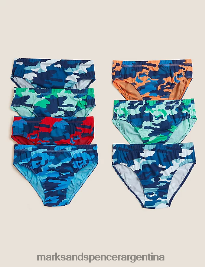 Marks & Spencer niños Pack de 7 calzoncillos de camuflaje de puro algodón ropa mezcla azul marino 46VL8236