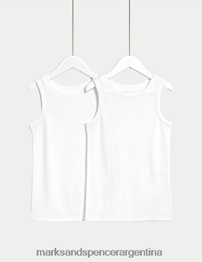 Marks & Spencer niños Paquete de 2 chalecos térmicos en mezcla de algodón ropa blanco 46VL8172