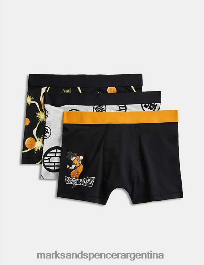 Marks & Spencer niños Paquete de 3 calzoncillos Dragonball Z con alto contenido de algodón ropa mezcla negra 46VL7884