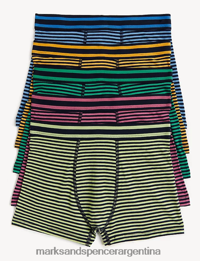 Marks & Spencer niños Paquete de 5 calzoncillos con rayas ricas en algodón ropa multi/brillantes 46VL8020