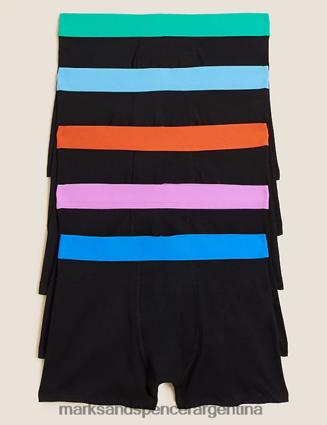 Marks & Spencer niños Paquete de 5 calzoncillos de algodón con elástico ropa mezcla negra 46VL7894