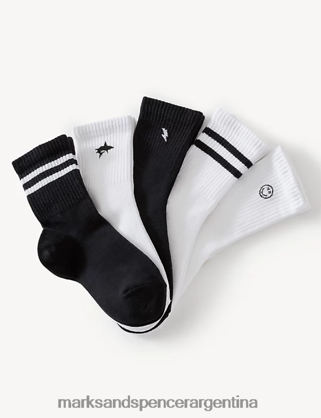 Marks & Spencer niños Paquete de 5 calcetines deportivos con alto contenido de algodón ropa multi 46VL8252