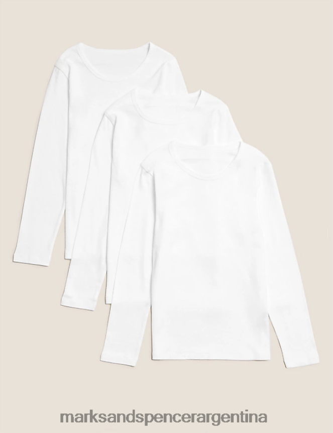 Marks & Spencer niños Pack de 3 camisetas sin mangas de puro algodón ropa blanco 46VL8028