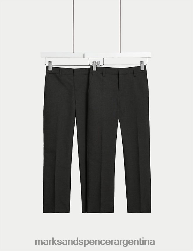Marks & Spencer niños Pack de 2 pantalones escolares de pernera regular ropa carbón 46VL290