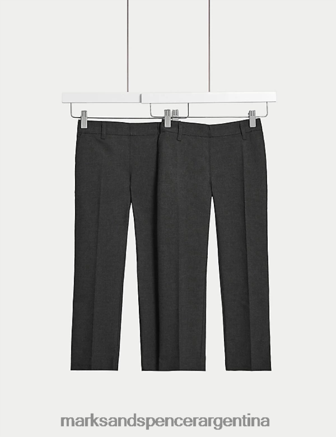 Marks & Spencer niños Pack de 2 pantalones escolares de pernera regular ropa gris 46VL18