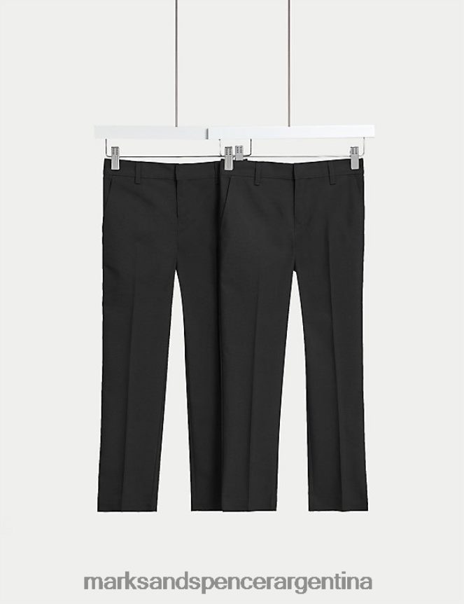 Marks & Spencer niños Pack de 2 pantalones escolares de pernera slim ropa negro 46VL310