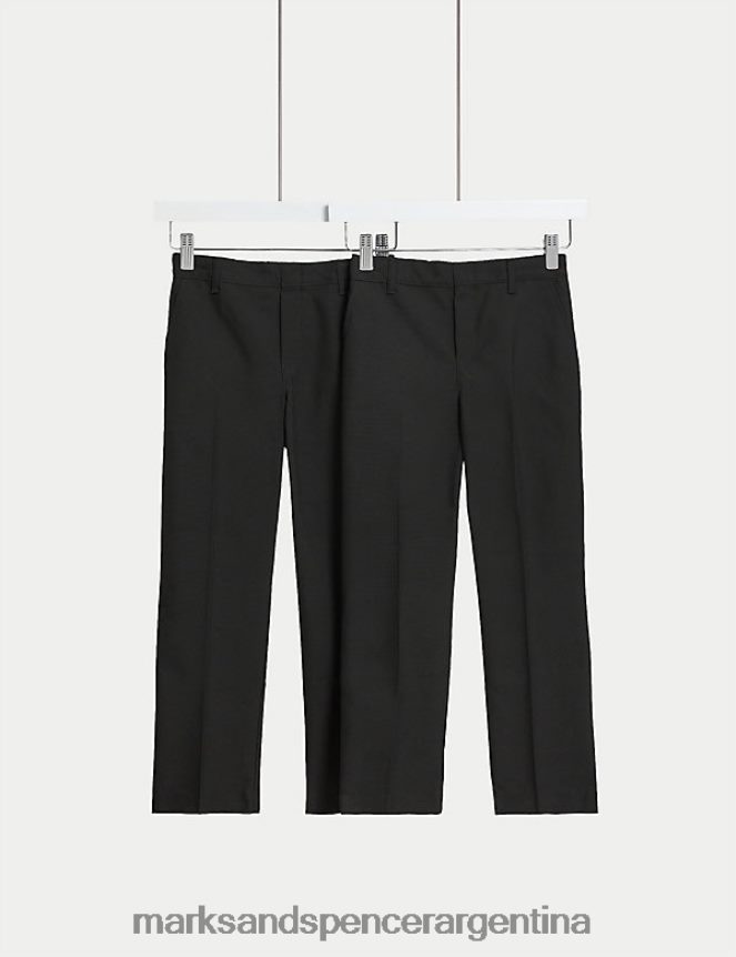 Marks & Spencer niños Pack de 2 pantalones escolares fáciles de vestir ropa negro 46VL7982