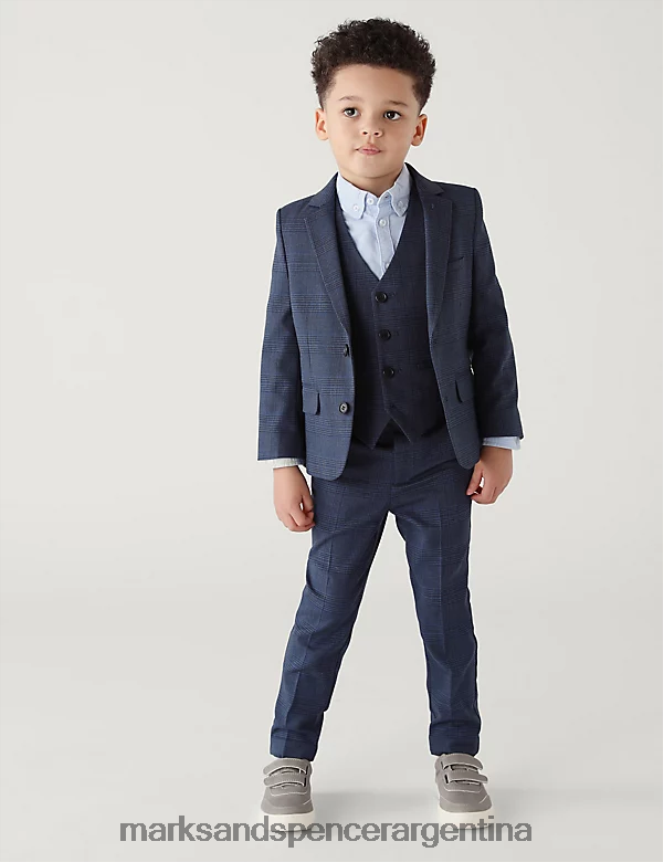 Marks & Spencer niños pantalones de traje a cuadros ropa Armada 46VL8194