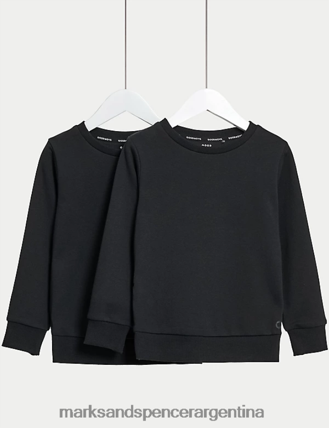 Marks & Spencer niños Paquete de 2 sudaderas escolares ricas en algodón ropa negro 46VL7814