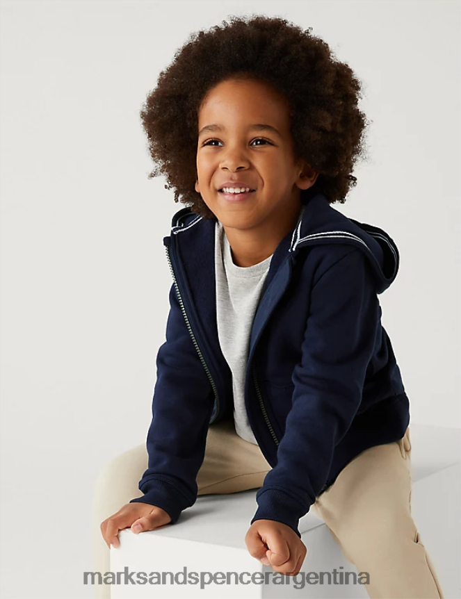 Marks & Spencer niños sudadera con capucha lisa rica en algodón ropa Armada 46VL7354