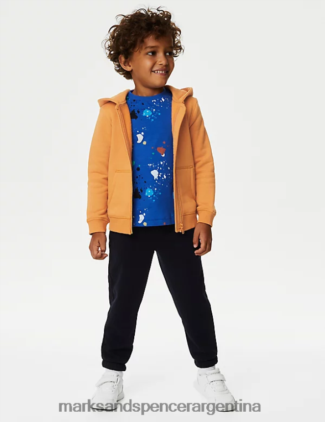 Marks & Spencer niños sudadera con capucha y cremallera rica en algodón ropa oro 46VL8142
