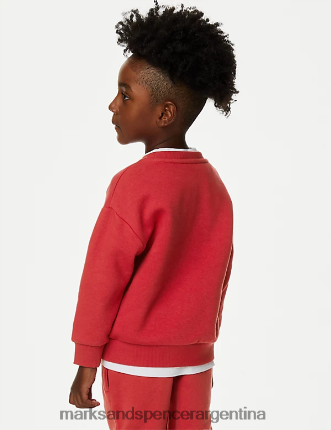 Marks & Spencer niños sudadera con helicóptero rica en algodón ropa mezcla roja 46VL7802