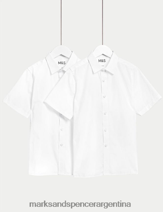Marks & Spencer niños Paquete de 2 camisas escolares ajustadas y elásticas uniforme escolar blanco 46VL8032