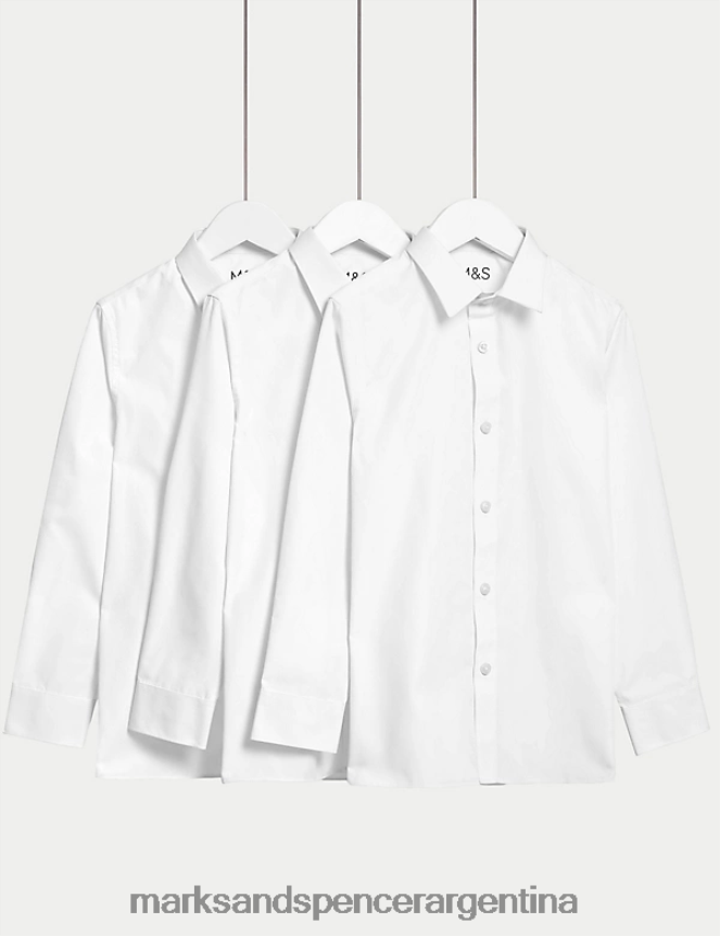 Marks & Spencer niños Paquete de 3 camisas escolares fáciles de vestir y planchar uniforme escolar blanco 46VL7942