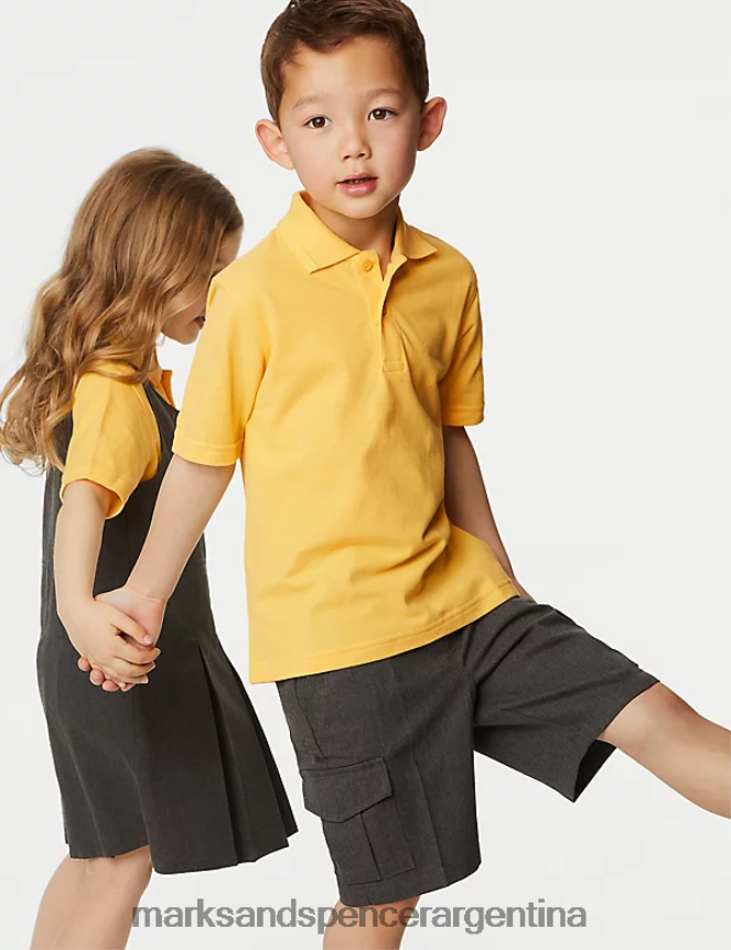 Marks & Spencer niños Paquete de 3 polos escolares de puro algodón uniforme escolar amarillo 46VL316