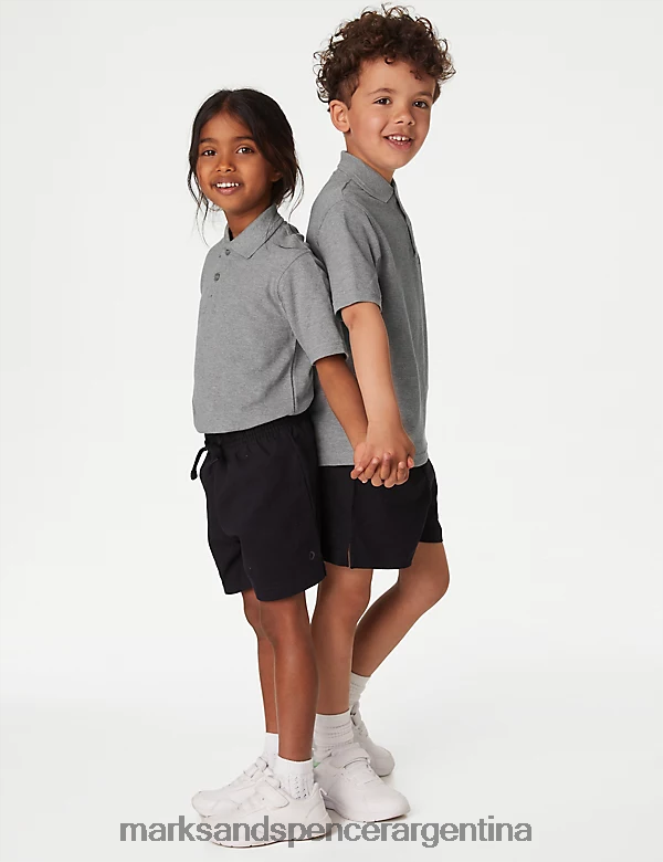 Marks & Spencer niños Paquete de 3 polos escolares de puro algodón uniforme escolar gris 46VL318
