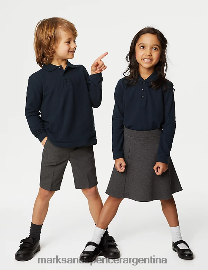 Marks & Spencer niños polo de manga larga uniforme escolar azul marino oscuro 46VL7996