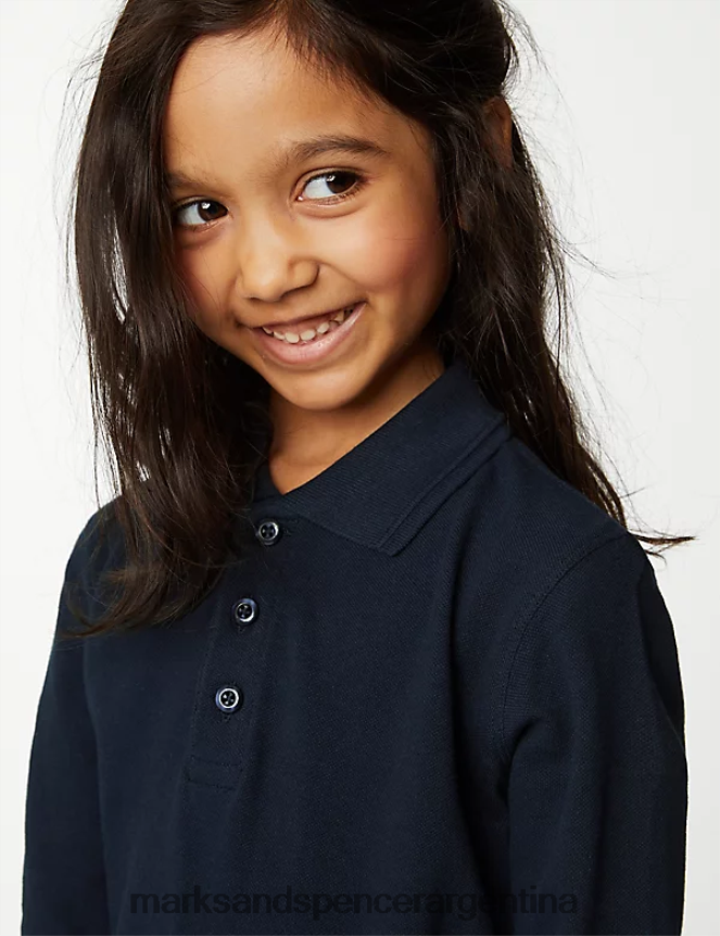 Marks & Spencer niños polo de manga larga uniforme escolar azul marino oscuro 46VL7996