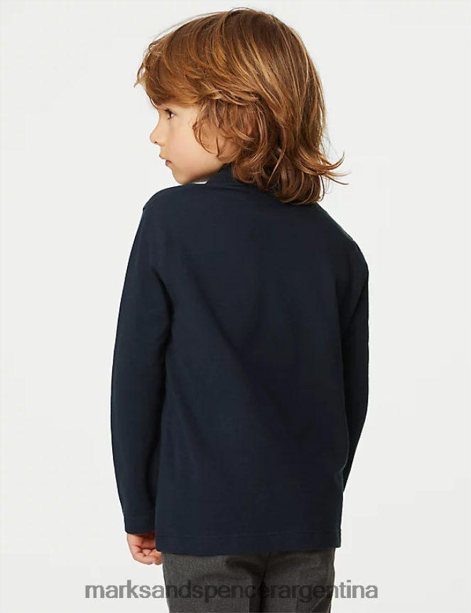 Marks & Spencer niños polo de manga larga uniforme escolar azul marino oscuro 46VL7996