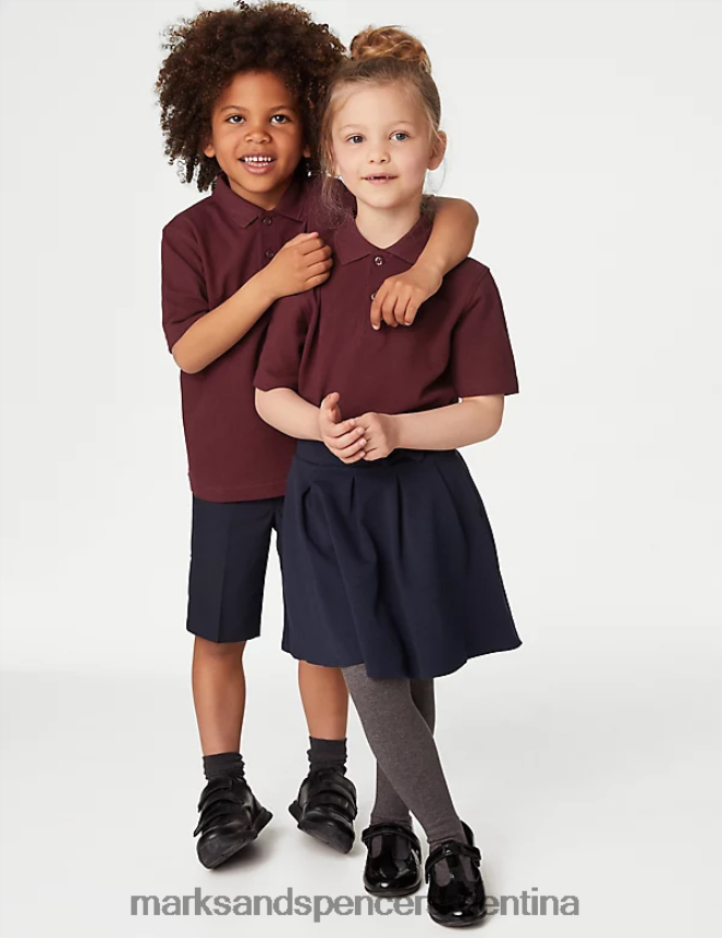Marks & Spencer niños polo escolar de puro algodón uniforme escolar borgoña 46VL8036