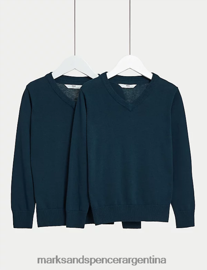 Marks & Spencer niños Pack de 2 jerseys escolares de puro algodón uniforme escolar Armada 46VL8060