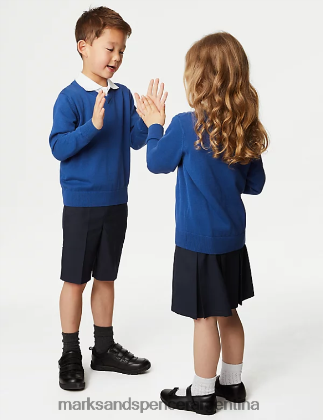 Marks & Spencer niños Pack de 2 jerseys escolares de puro algodón uniforme escolar azul 46VL8056