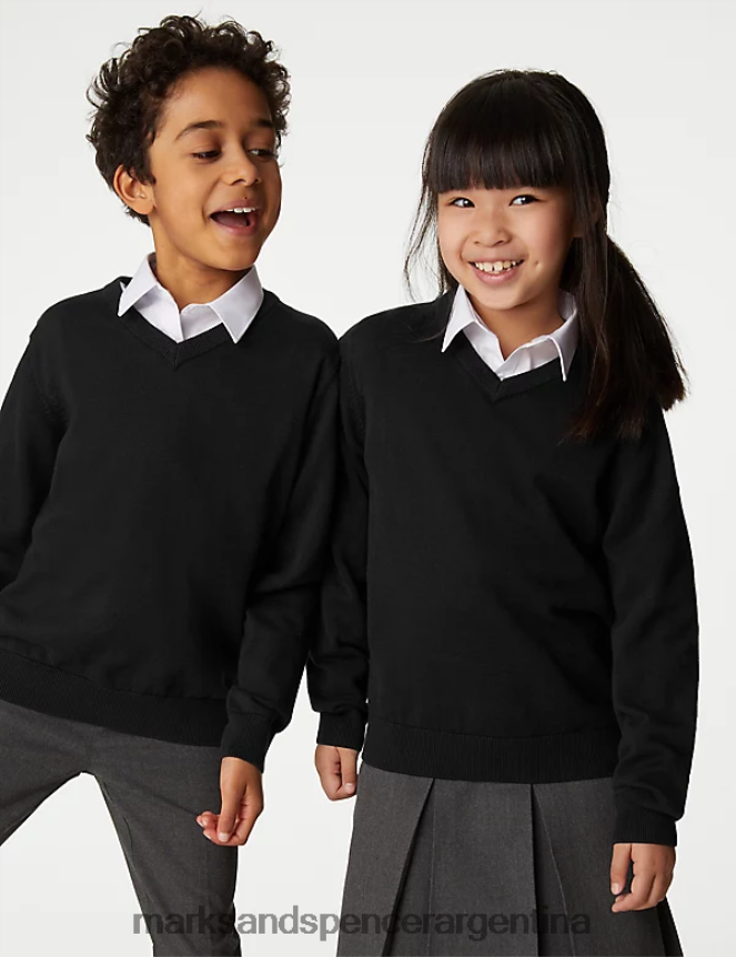 Marks & Spencer niños Pack de 2 jerseys escolares de puro algodón uniforme escolar negro 46VL7818