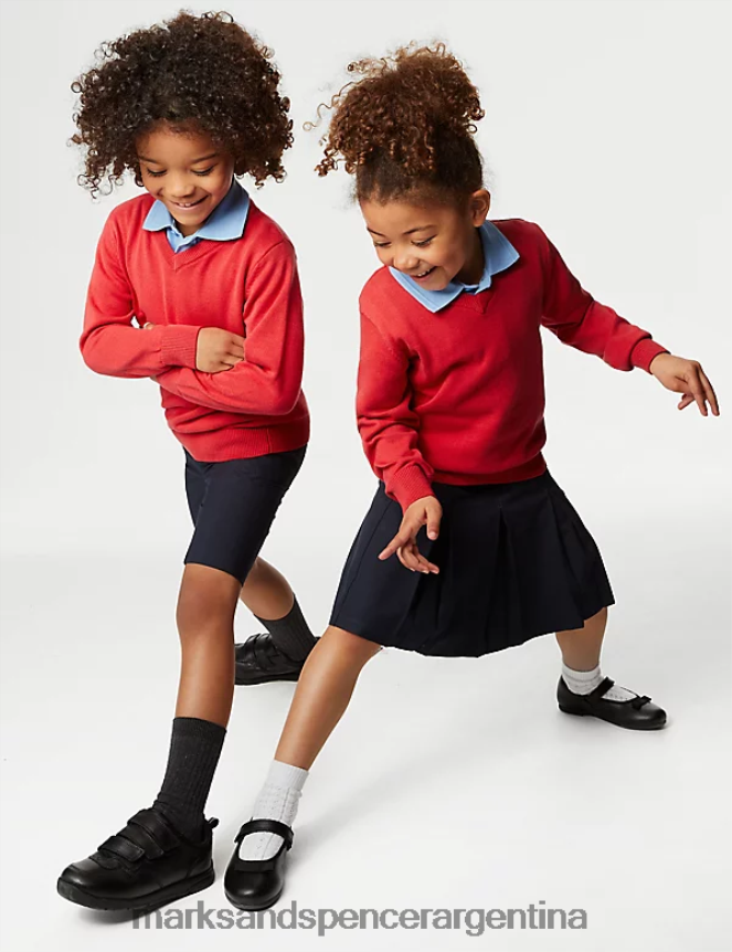 Marks & Spencer niños Pack de 2 jerseys escolares de puro algodón uniforme escolar rojo 46VL8054