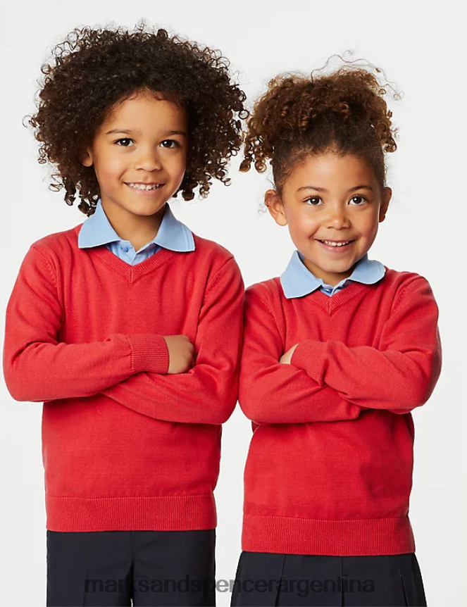 Marks & Spencer niños Pack de 2 jerseys escolares de puro algodón uniforme escolar rojo 46VL8054