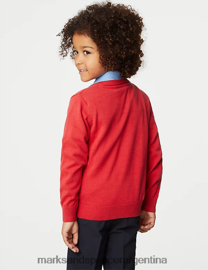 Marks & Spencer niños Pack de 2 jerseys escolares de puro algodón uniforme escolar rojo 46VL8054