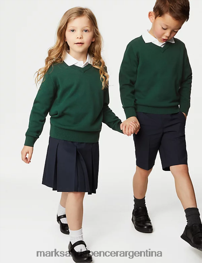 Marks & Spencer niños Pack de 2 jerseys escolares de puro algodón uniforme escolar verde 46VL8058