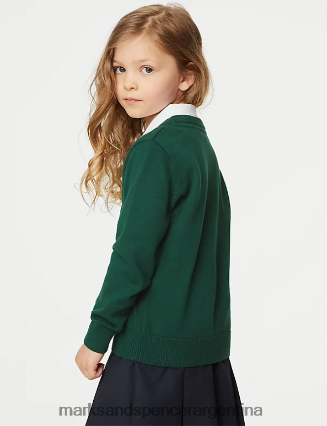 Marks & Spencer niños Pack de 2 jerseys escolares de puro algodón uniforme escolar verde 46VL8058